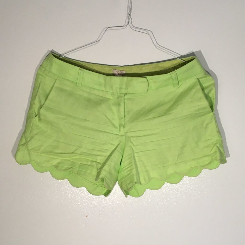 J Crew Factory Light Green (Lime) Scalloped Shorts